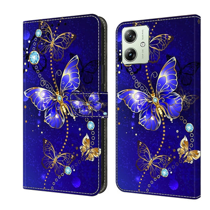 For Motorola Moto G54 Crystal 3D Shockproof Protective Leather Phone Case(Diamond Butterfly) by buy2fix