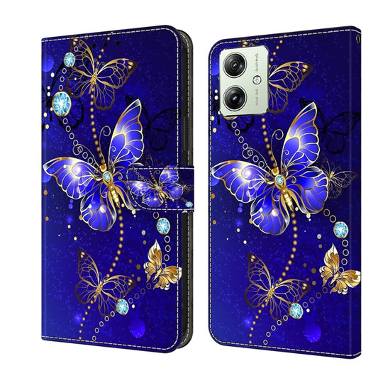 For Motorola Moto G54 Crystal 3D Shockproof Protective Leather Phone Case(Diamond Butterfly) by buy2fix