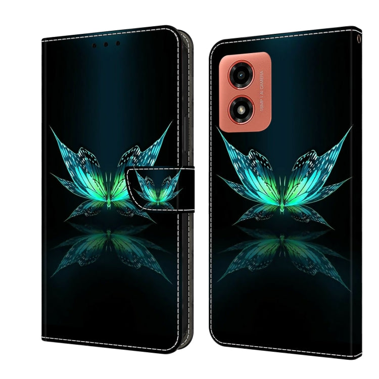 For Motorola Moto G Play 2024 Crystal 3D Shockproof Protective Leather Phone Case(Reflection Dutterfly) by buy2fix