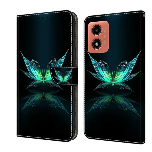 For Motorola Moto G Play 2024 Crystal 3D Shockproof Protective Leather Phone Case(Reflection Dutterfly) by buy2fix