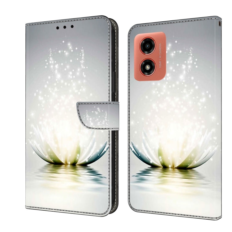 For Motorola Moto G Play 2024 Crystal 3D Shockproof Protective Leather Phone Case(Light Lotus) by buy2fix