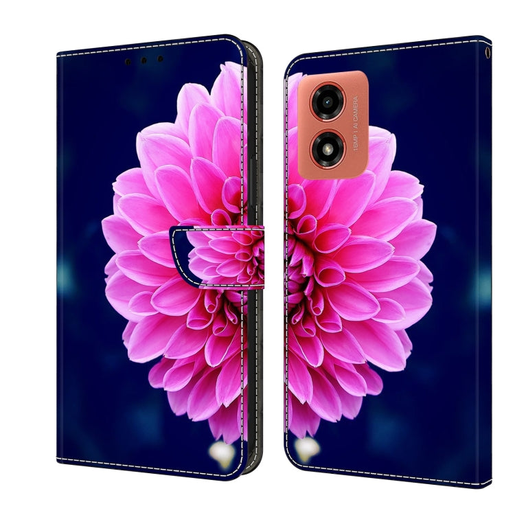 For Motorola Moto G Play 2024 Crystal 3D Shockproof Protective Leather Phone Case(Pink Petals) by buy2fix