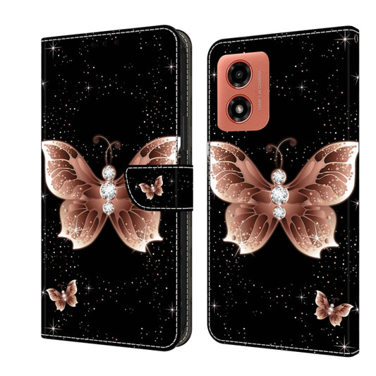 For Motorola Moto G Play 2024 Crystal 3D Shockproof Protective Leather Phone Case(Pink Diamond Butterfly) by buy2fix