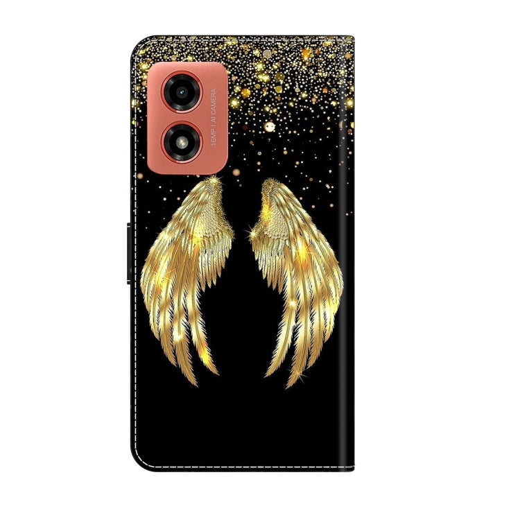 For Motorola Moto G Play 2024 Crystal 3D Shockproof Protective Leather Phone Case(Golden Wings) by buy2fix
