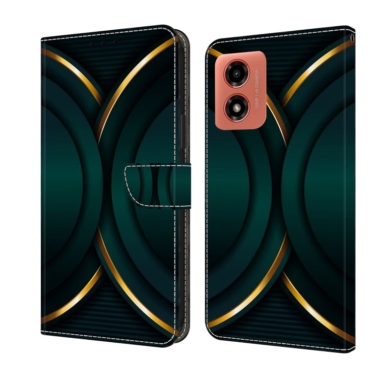 For Motorola Moto G Play 2024 Crystal 3D Shockproof Protective Leather Phone Case(Gold Outline) by buy2fix