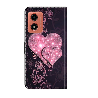 For Motorola Moto G Play 2024 Crystal 3D Shockproof Protective Leather Phone Case(Lace Love) by buy2fix