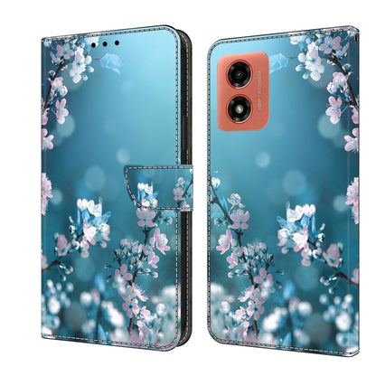 For Motorola Moto G Play 2024 Crystal 3D Shockproof Protective Leather Phone Case(Plum Flower) by buy2fix