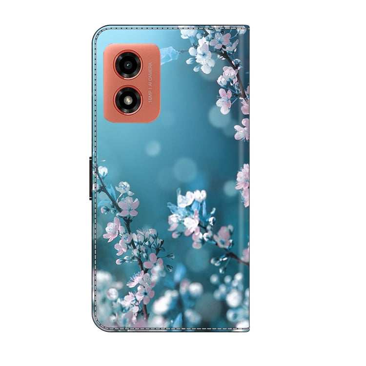 For Motorola Moto G Play 2024 Crystal 3D Shockproof Protective Leather Phone Case(Plum Flower) by buy2fix