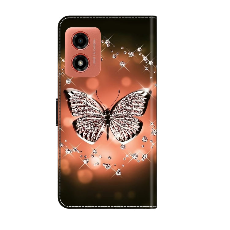 For Motorola Moto G Play 2024 Crystal 3D Shockproof Protective Leather Phone Case(Crystal Butterfly) by buy2fix