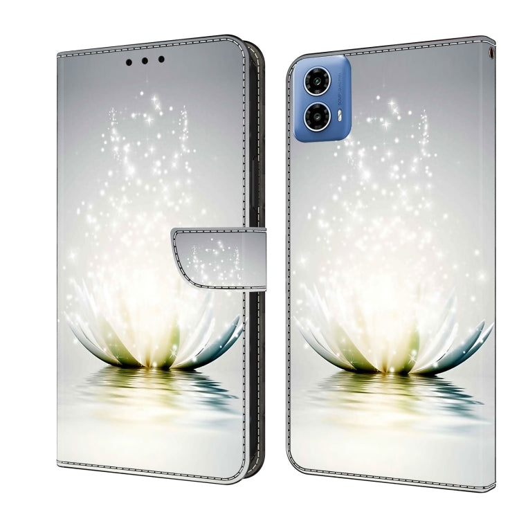 For Motorola Moto G24 Crystal 3D Shockproof Protective Leather Phone Case(Light Lotus) by buy2fix