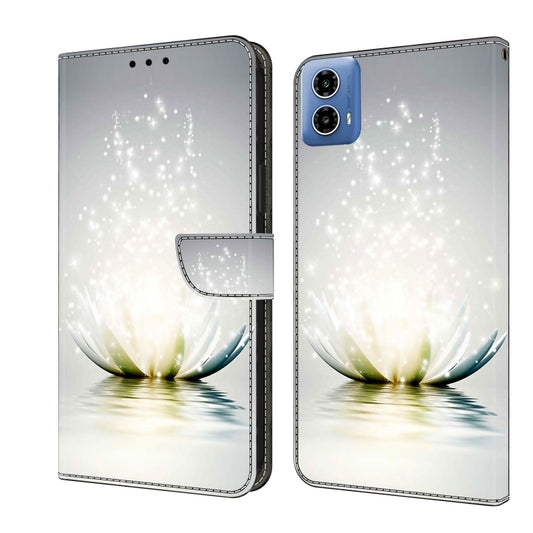 For Motorola Moto G24 Crystal 3D Shockproof Protective Leather Phone Case(Light Lotus) by buy2fix