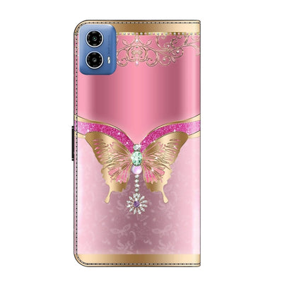 For Motorola Moto G24 Crystal 3D Shockproof Protective Leather Phone Case(Pink Bottom Butterfly) by buy2fix