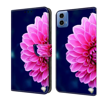 For Motorola Moto G24 Crystal 3D Shockproof Protective Leather Phone Case(Pink Petals) by buy2fix