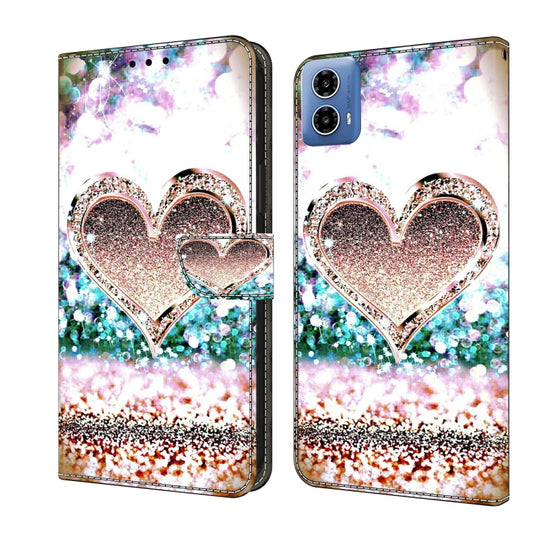 For Motorola Moto G24 Crystal 3D Shockproof Protective Leather Phone Case(Pink Diamond Heart) by buy2fix