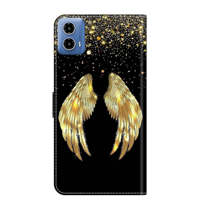 For Motorola Moto G24 Crystal 3D Shockproof Protective Leather Phone Case(Golden Wings) by buy2fix