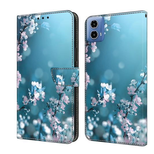 For Motorola Moto G24 Crystal 3D Shockproof Protective Leather Phone Case(Plum Flower) by buy2fix