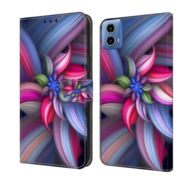 For Motorola Moto G24 Crystal 3D Shockproof Protective Leather Phone Case(Colorful Flower) by buy2fix