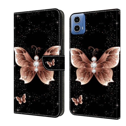 For Motorola Moto G24 Power Crystal 3D Shockproof Protective Leather Phone Case(Pink Diamond Butterfly) by buy2fix