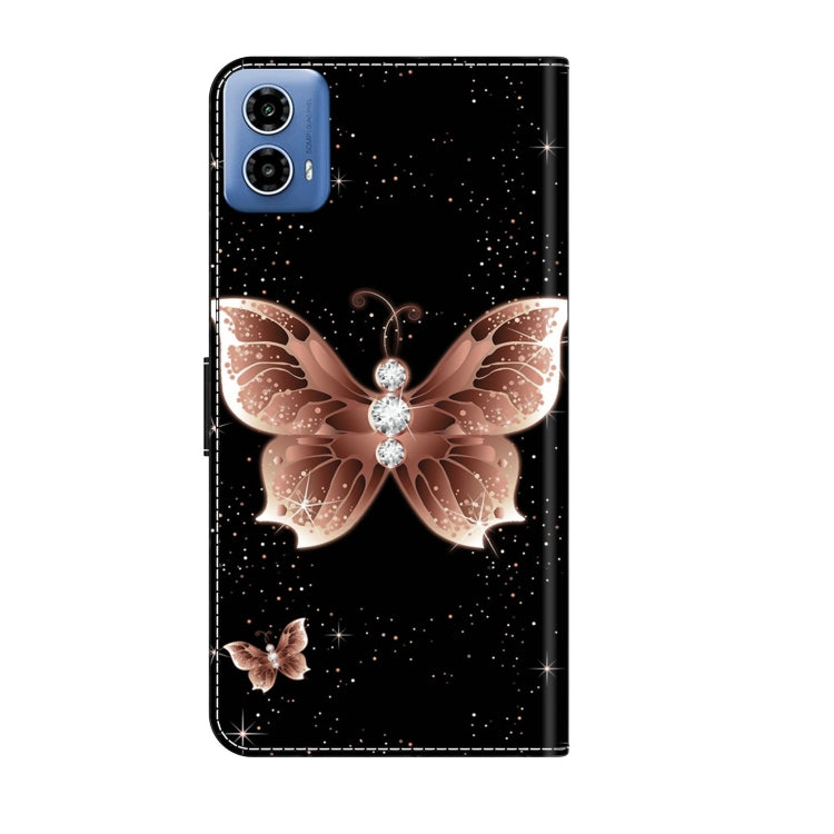 For Motorola Moto G24 Power Crystal 3D Shockproof Protective Leather Phone Case(Pink Diamond Butterfly) by buy2fix