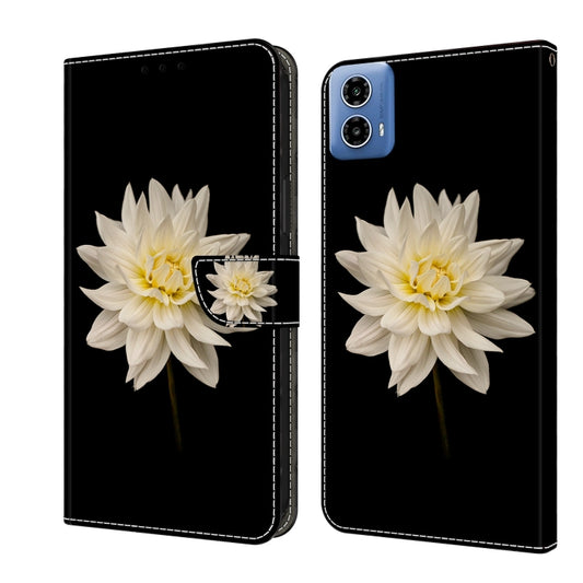 For Motorola Moto G24 Power Crystal 3D Shockproof Protective Leather Phone Case(White Flower) by buy2fix