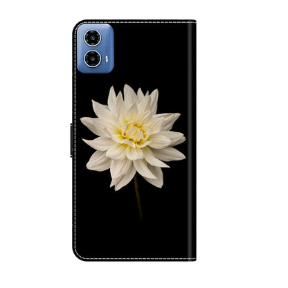 For Motorola Moto G24 Power Crystal 3D Shockproof Protective Leather Phone Case(White Flower) by buy2fix