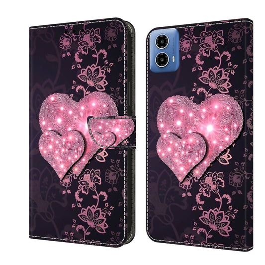 For Motorola Moto G24 Power Crystal 3D Shockproof Protective Leather Phone Case(Lace Love) by buy2fix