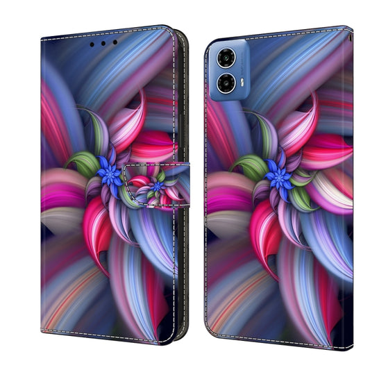 For Motorola Moto G24 Power Crystal 3D Shockproof Protective Leather Phone Case(Colorful Flower) by buy2fix