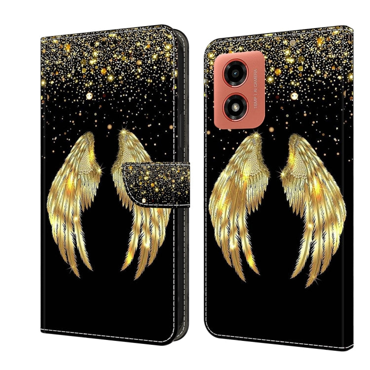 For Motorola Moto G04 Crystal 3D Shockproof Protective Leather Phone Case(Golden Wings) by buy2fix