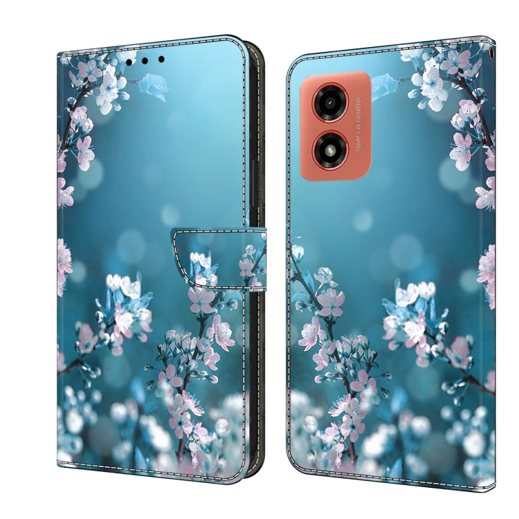 For Motorola Moto G04 Crystal 3D Shockproof Protective Leather Phone Case(Plum Flower) by buy2fix