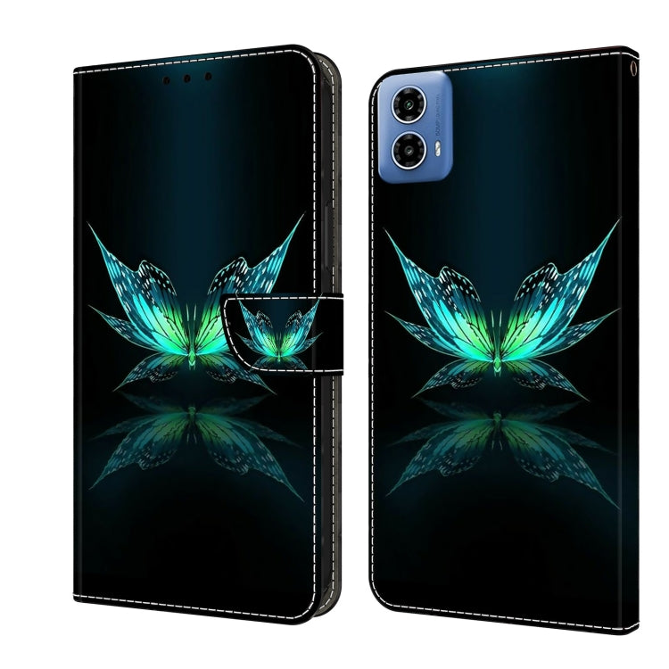 For Motorola Moto G34 Crystal 3D Shockproof Protective Leather Phone Case(Reflection Dutterfly) by buy2fix