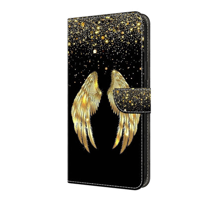 For Motorola Moto G34 Crystal 3D Shockproof Protective Leather Phone Case(Golden Wings) by buy2fix