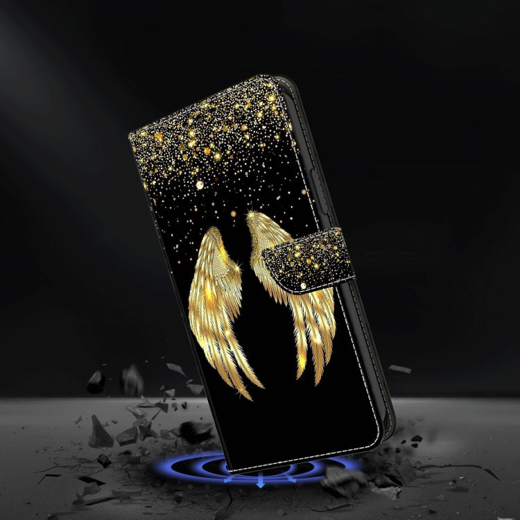 For Motorola Moto G34 Crystal 3D Shockproof Protective Leather Phone Case(Golden Wings) by buy2fix