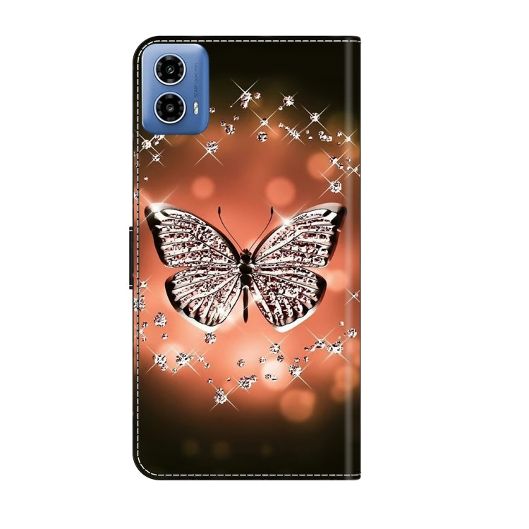 For Motorola Moto G34 Crystal 3D Shockproof Protective Leather Phone Case(Crystal Butterfly) by buy2fix