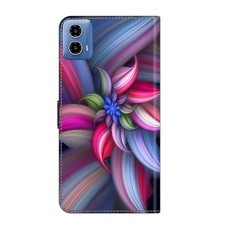 For Motorola Moto G34 Crystal 3D Shockproof Protective Leather Phone Case(Colorful Flower) by buy2fix