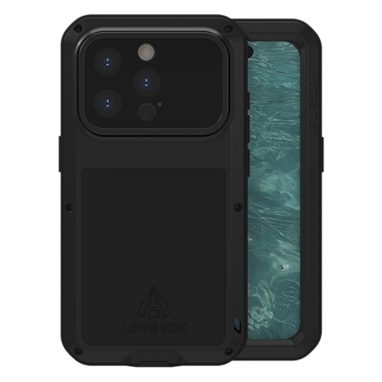 For iPhone 15 Pro LOVE MEI Metal Shockproof Life Waterproof Dustproof Phone Case(Black) by LOVE MEI