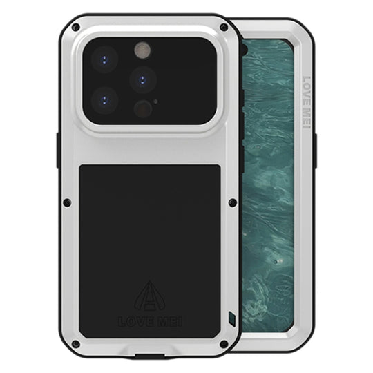 For iPhone 15 Pro LOVE MEI Metal Shockproof Life Waterproof Dustproof Phone Case(Silver)