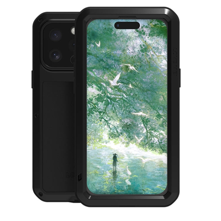 For iPhone 16 Pro Max LOVE MEI Metal Shockproof Life Waterproof Dustproof Phone Case(Black) by LOVE MEI