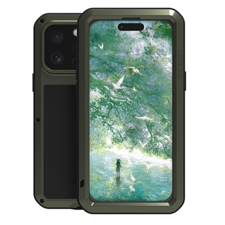 For iPhone 16 Pro Max LOVE MEI Metal Shockproof Life Waterproof Dustproof Phone Case(Army Green) by LOVE MEI