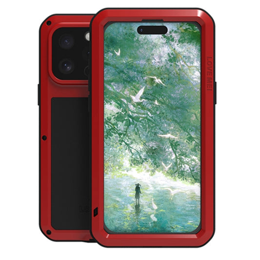 For iPhone 16 Pro LOVE MEI Metal Shockproof Life Waterproof Dustproof Phone Case(Red) by LOVE MEI