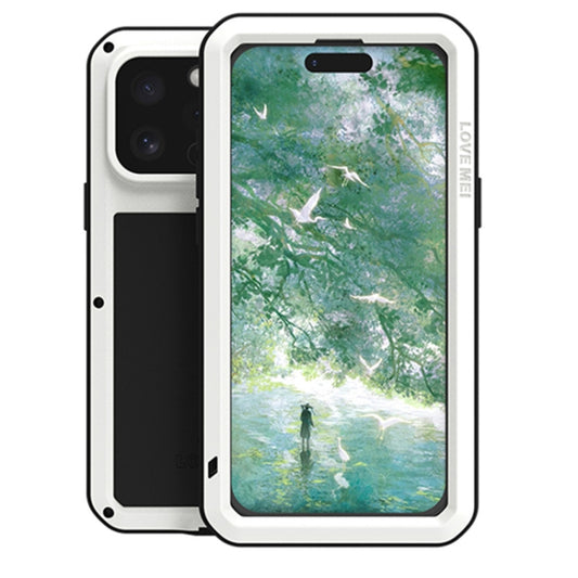 For iPhone 16 Pro LOVE MEI Metal Shockproof Life Waterproof Dustproof Phone Case(White) by LOVE MEI