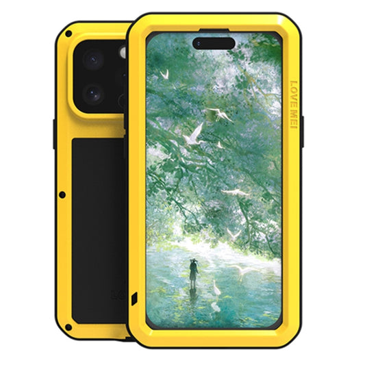 For iPhone 16 Pro LOVE MEI Metal Shockproof Life Waterproof Dustproof Phone Case(Yellow) by LOVE MEI
