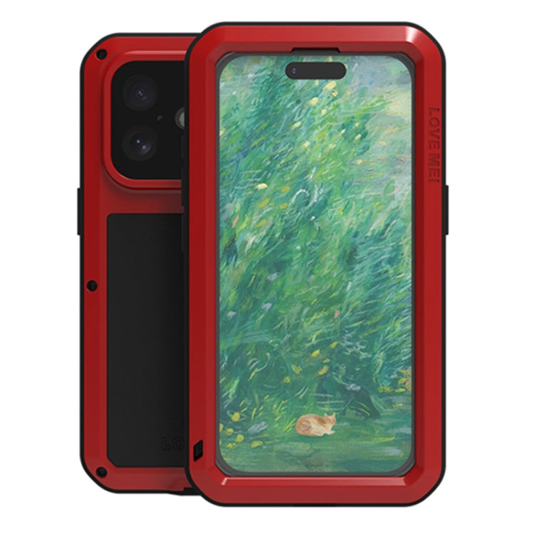 For iPhone 16 LOVE MEI Metal Shockproof Life Waterproof Dustproof Phone Case(Red) by LOVE MEI