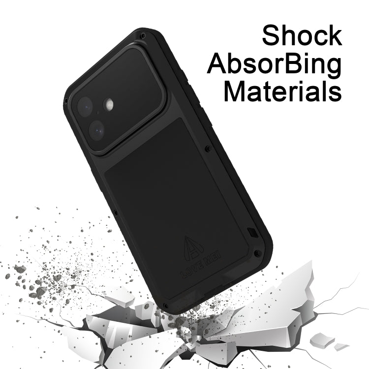 For iPhone 16 LOVE MEI Metal Shockproof Life Waterproof Dustproof Phone Case(Red) by LOVE MEI