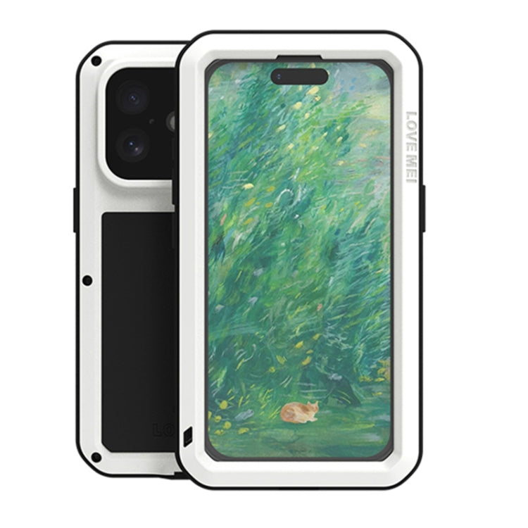 For iPhone 16 LOVE MEI Metal Shockproof Life Waterproof Dustproof Phone Case(White) by LOVE MEI