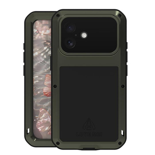 For iPhone 17 LOVE MEI Metal Shockproof Life Waterproof Dustproof Phone Case(Army Green)