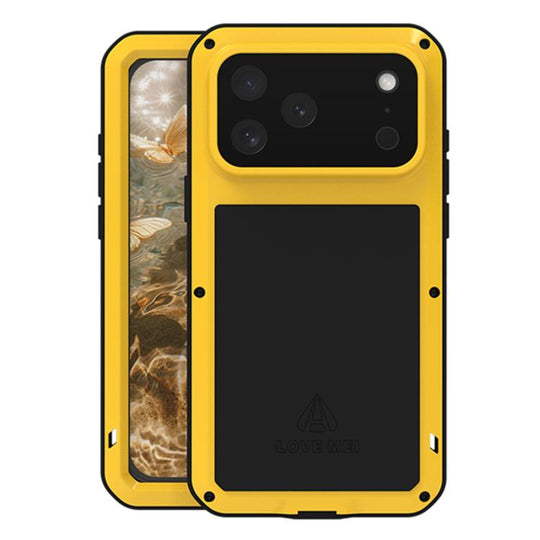 For iPhone 18 Pro Max / 17 Pro Max LOVE MEI Metal Shockproof Life Waterproof Dustproof Phone Case(Yellow)