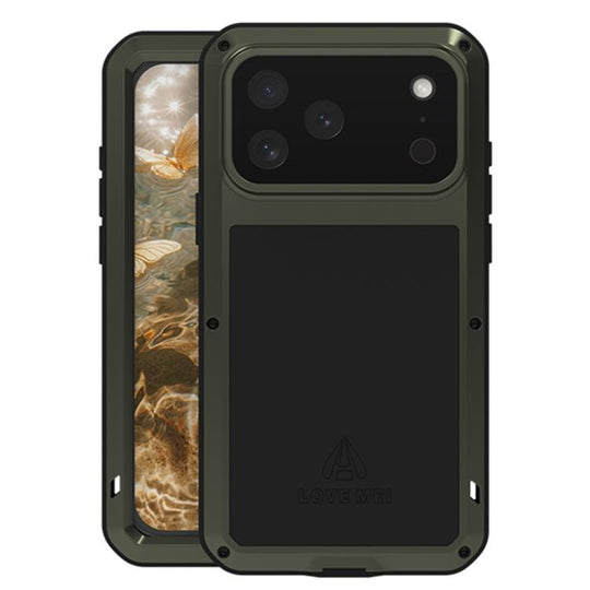 For iPhone 18 Pro Max / 17 Pro Max LOVE MEI Metal Shockproof Life Waterproof Dustproof Phone Case(Army Green)