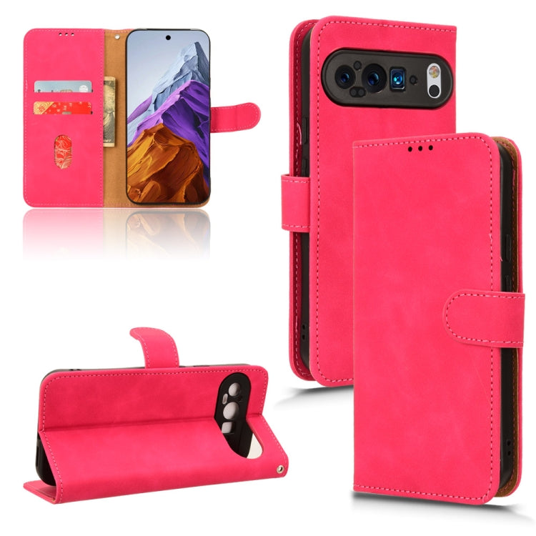 For Google Pixel 9 Pro Skin Feel Magnetic Flip Leather Phone Case(Rose Red) by buy2fix
