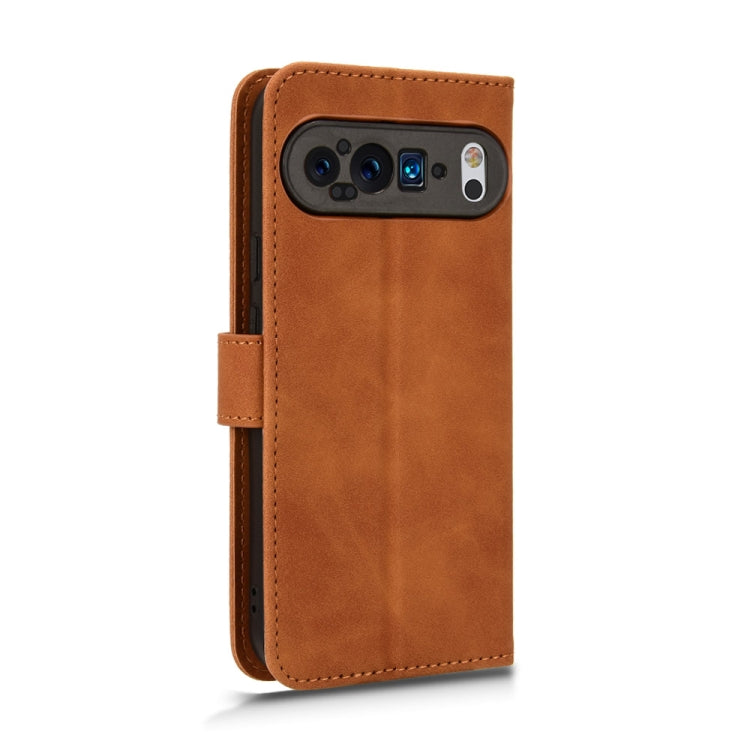 For Google Pixel 9 Pro Skin Feel Magnetic Flip Leather Phone Case(Brown) by buy2fix
