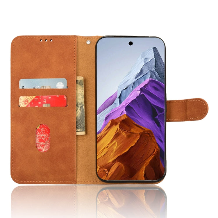 For Google Pixel 9 Pro Skin Feel Magnetic Flip Leather Phone Case(Brown) by buy2fix